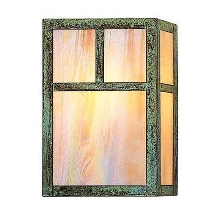 Arroyo Craftsman 10" Mission Sconce Without Overlay (Empty), Raw Copper, Tan Glass MS-10ETN-RC